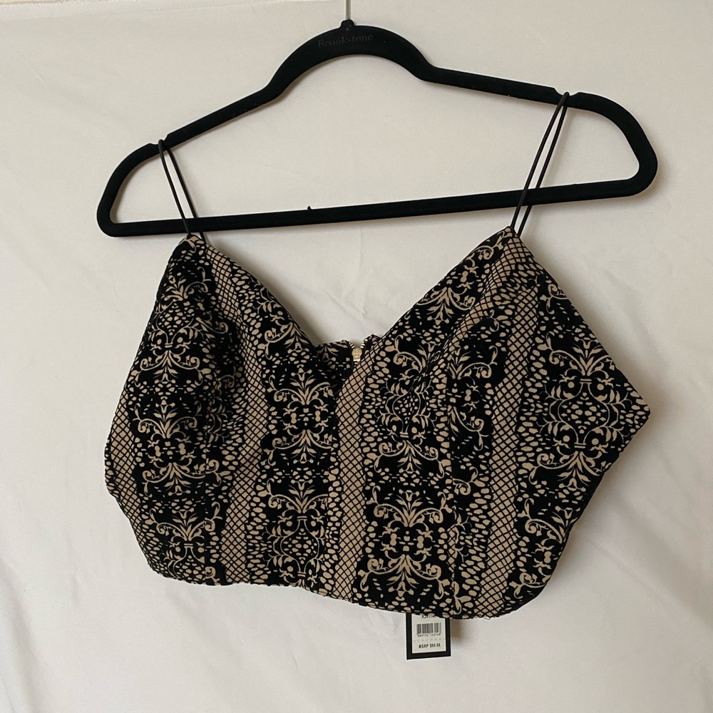 Beautiful Lace Design Velvet Crop Top